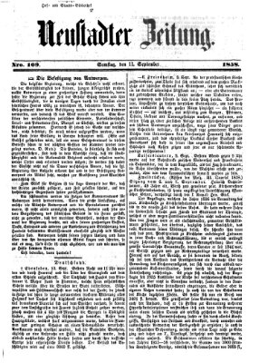 Neustadter Zeitung Samstag 11. September 1858