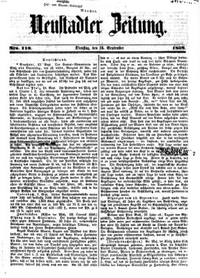 Neustadter Zeitung Dienstag 14. September 1858