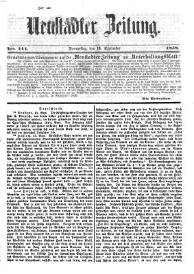 Neustadter Zeitung Donnerstag 16. September 1858