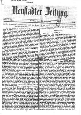 Neustadter Zeitung Samstag 25. September 1858