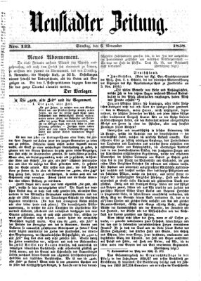 Neustadter Zeitung Samstag 6. November 1858