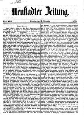 Neustadter Zeitung Dienstag 16. November 1858