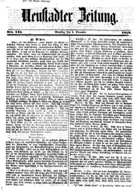 Neustadter Zeitung Samstag 4. Dezember 1858