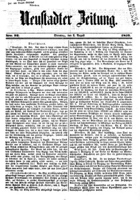 Neustadter Zeitung Dienstag 2. August 1859