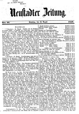 Neustadter Zeitung Samstag 13. August 1859