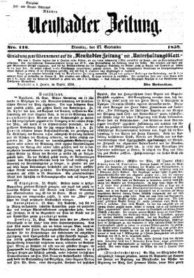 Neustadter Zeitung Dienstag 27. September 1859