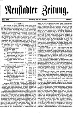 Neustadter Zeitung Dienstag 21. Februar 1860