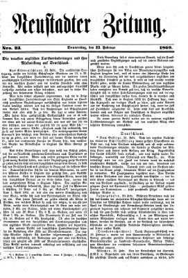 Neustadter Zeitung Donnerstag 23. Februar 1860