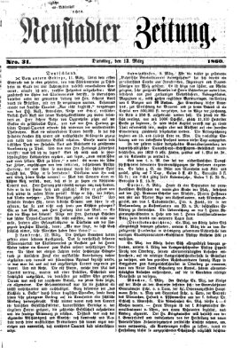 Neustadter Zeitung Dienstag 13. März 1860