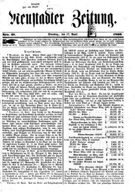 Neustadter Zeitung Dienstag 17. April 1860