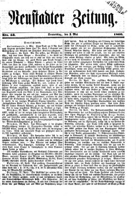 Neustadter Zeitung Donnerstag 3. Mai 1860