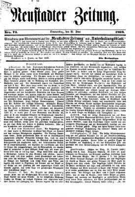 Neustadter Zeitung Montag 21. Mai 1860