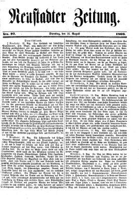 Neustadter Zeitung Dienstag 14. August 1860