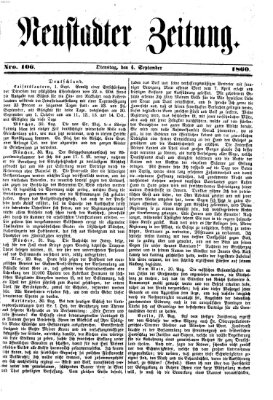 Neustadter Zeitung Dienstag 4. September 1860