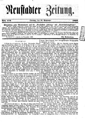 Neustadter Zeitung Dienstag 18. September 1860