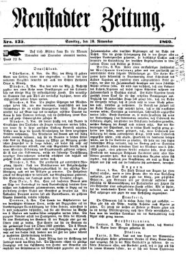 Neustadter Zeitung Samstag 10. November 1860