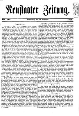 Neustadter Zeitung Donnerstag 29. November 1860