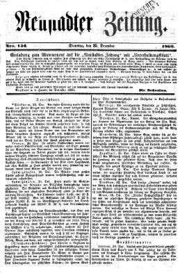 Neustadter Zeitung Dienstag 25. Dezember 1860