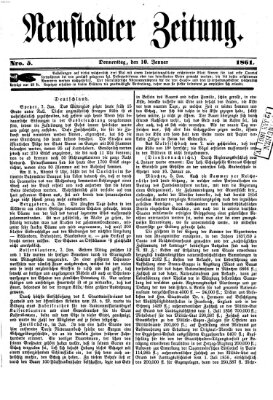 Neustadter Zeitung Donnerstag 10. Januar 1861