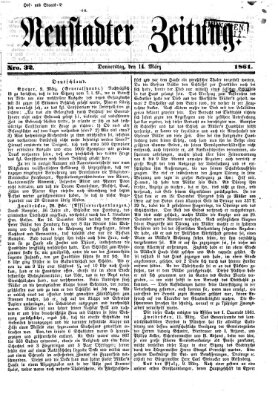 Neustadter Zeitung Donnerstag 14. März 1861