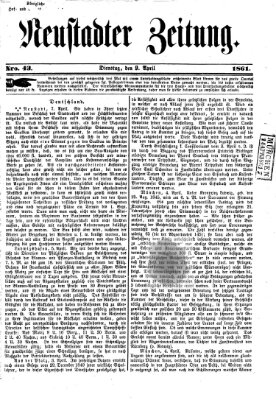 Neustadter Zeitung Dienstag 9. April 1861