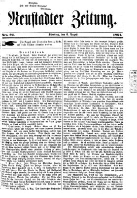 Neustadter Zeitung Dienstag 6. August 1861