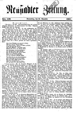 Neustadter Zeitung Donnerstag 21. November 1861