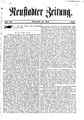 Neustadter Zeitung Donnerstag 3. April 1862