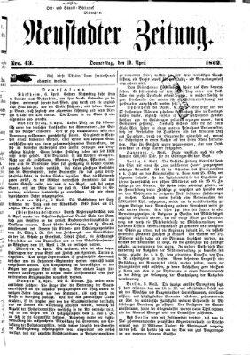 Neustadter Zeitung Donnerstag 10. April 1862