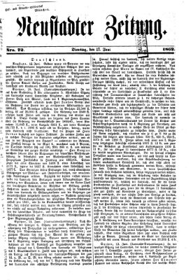 Neustadter Zeitung Dienstag 17. Juni 1862