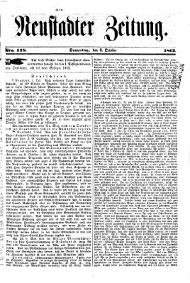 Neustadter Zeitung Donnerstag 2. Oktober 1862