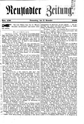 Neustadter Zeitung Donnerstag 13. November 1862