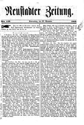 Neustadter Zeitung Donnerstag 27. November 1862