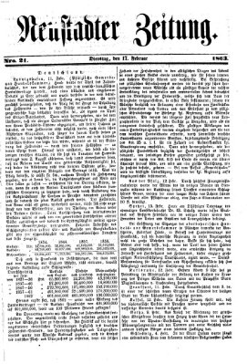 Neustadter Zeitung Dienstag 17. Februar 1863