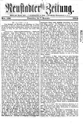 Neustadter Zeitung Donnerstag 7. September 1865