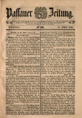 Passauer Zeitung Dienstag 11. Januar 1848