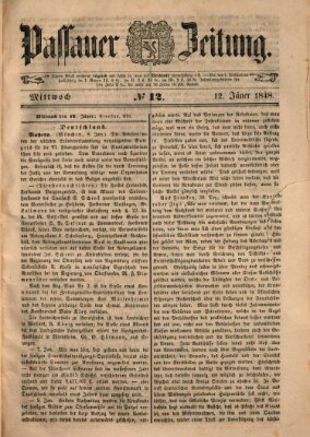 Passauer Zeitung Mittwoch 12. Januar 1848