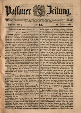 Passauer Zeitung Donnerstag 13. Januar 1848