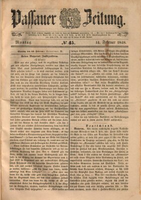 Passauer Zeitung Montag 14. Februar 1848