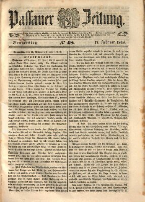 Passauer Zeitung Donnerstag 17. Februar 1848