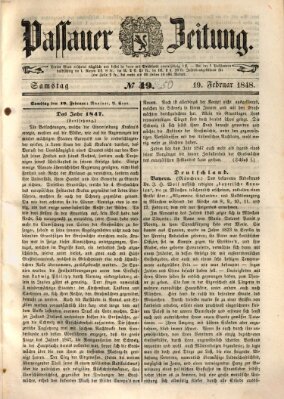 Passauer Zeitung Samstag 19. Februar 1848