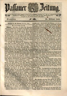 Passauer Zeitung Sonntag 20. Februar 1848