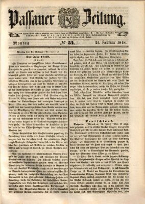 Passauer Zeitung Montag 21. Februar 1848