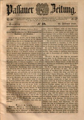 Passauer Zeitung Sonntag 27. Februar 1848