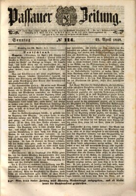 Passauer Zeitung Sonntag 23. April 1848