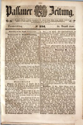 Passauer Zeitung Donnerstag 24. August 1848