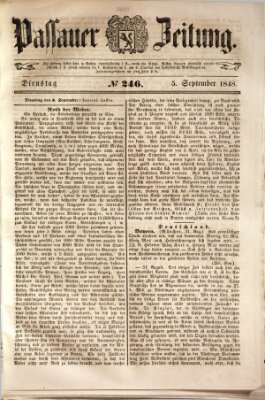 Passauer Zeitung Dienstag 5. September 1848