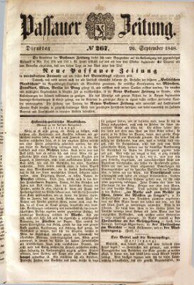 Passauer Zeitung Dienstag 26. September 1848