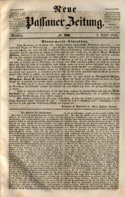 Neue Passauer Zeitung (Passauer Zeitung) Montag 1. April 1850