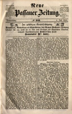 Neue Passauer Zeitung (Passauer Zeitung) Donnerstag 4. Juli 1850